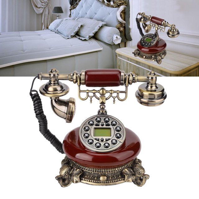 Téléphone Vintage, Mains Libres Fonction Auto IP Identification de l'Appelant Clavier Numérique Rétro avec Calendrier pour la Maison