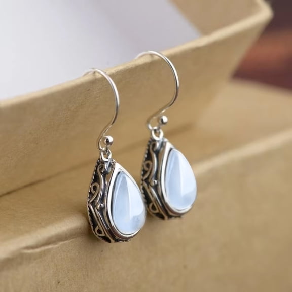 AEXTO Vintage Teardrop Earrings for Women Trendy, Lightweight Birthstone Dangle Earrings with Silver Hook, Valentine's Day Gifts Jewelry