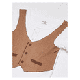 thumbnail image 2 of Little Treasure Baby Boy Cotton Bodysuit, Pant and Shoe 3pc Set, Herringbone Vest, 3-6 Months, 2 of 2