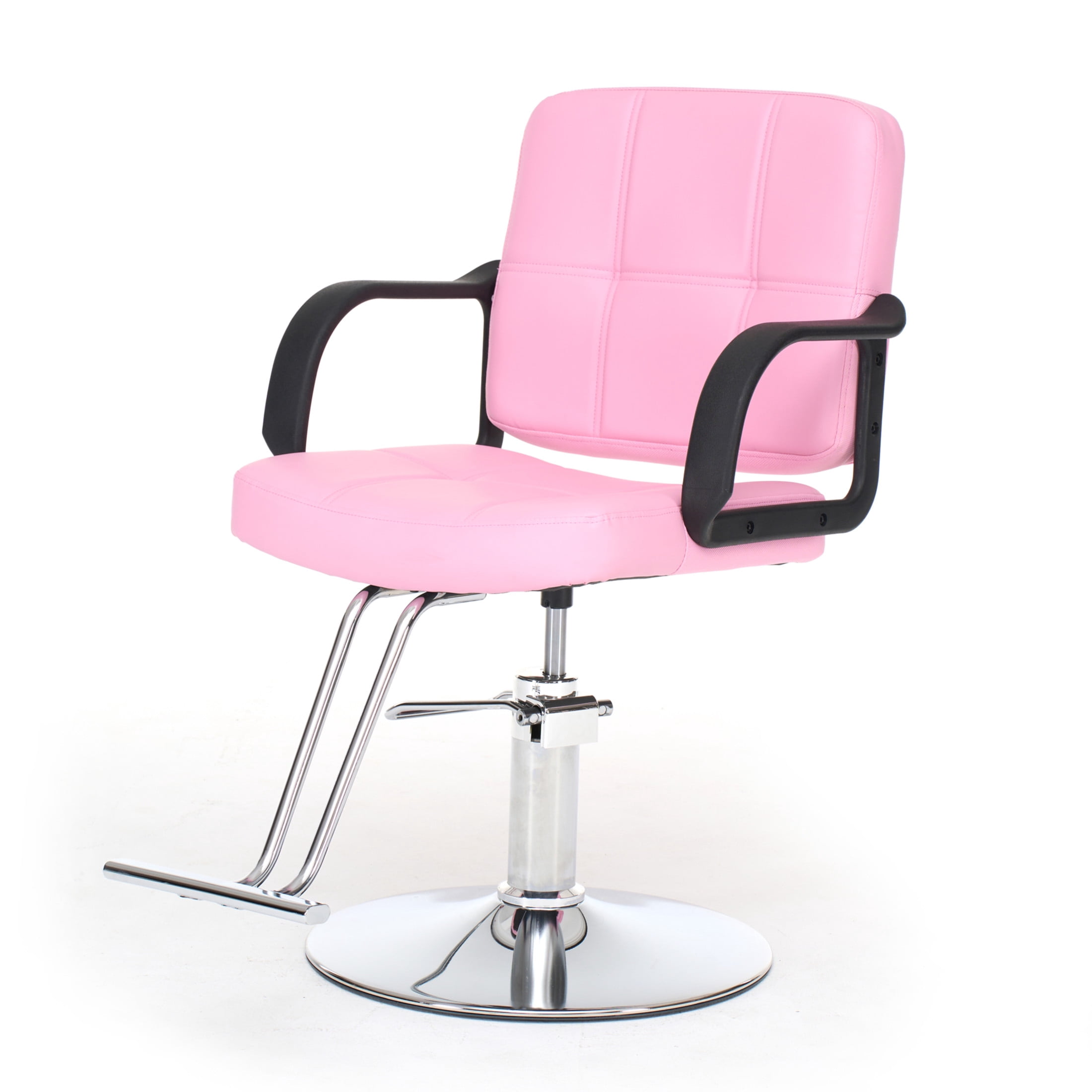 Noble House 360° Swivel Barber Chair, Hydraulic Height Adjustable, PU Upholstery, Pink + Chrome
