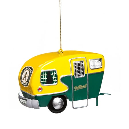 case of 93 Oakland Athletics Official MLB 2 inch x 2 inch Camper Trailer Christmas Ornament by Evergreen