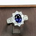 thumbnail image 4 of HeartsAndYou 2ct Natural Sapphire Diamond Floral Halo Baguette Accent Ring 14k REAL Rose Gold, 4 of 9