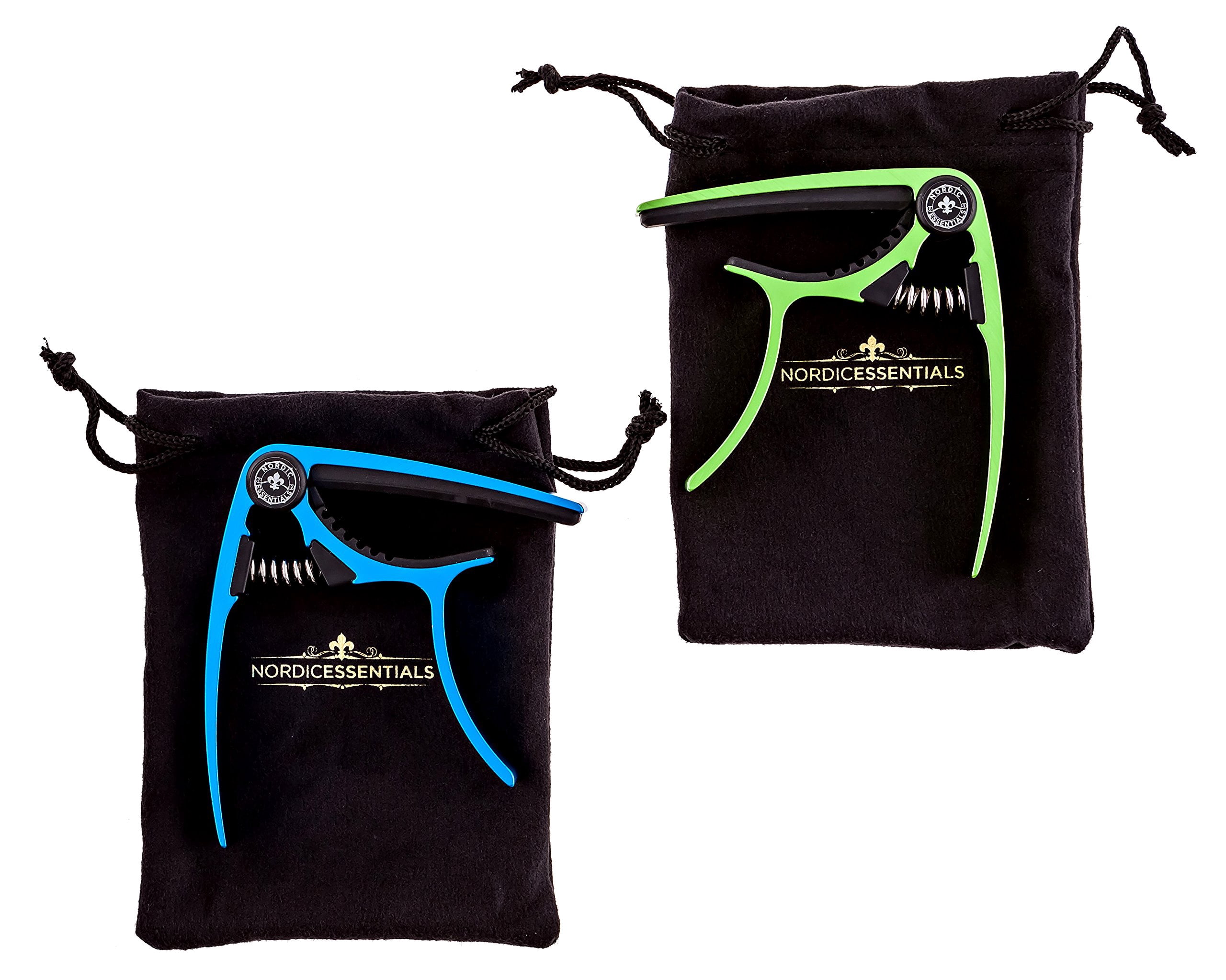 Nordic Essentials Guitar Capo 2-Pack – Green and Blue Aluminum Capos for Acoustic, Electric, Ukulele, Banjo