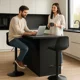 thumbnail image 2 of Silla para Bar y Barra de Cocina con Respaldo y Reposapies de Altura Ajustable Banco Taburete Giratorio con Asiento Acolchado de Diseño Moderno Full Black, 2 of 7