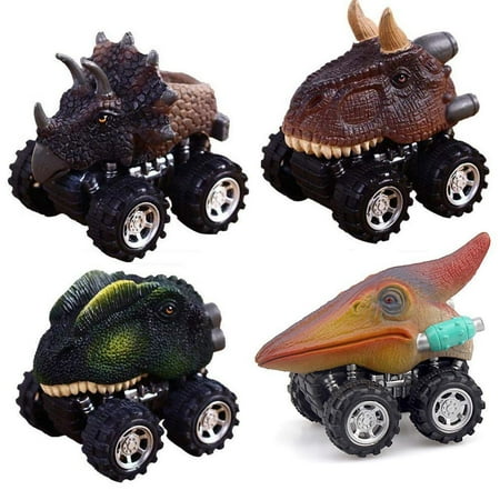- 4PCS Animal Children Gift Toy Dinosaur Model Mini Toy Car Gift Pull Back Car Toy