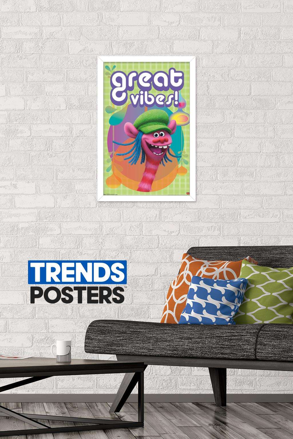 DreamWorks Trolls - Vibes Wall Poster, 14.725" x 22.375", Framed