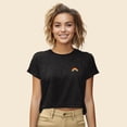 thumbnail image 4 of Dalix Rainbow Embroidered Cropped Flowy Soft Cotton Short Sleeve T Shirt Womens in Dark Heather XL X-Large, 4 of 5