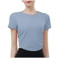 thumbnail image 2 of T-Shirt pour Femmes, Manches Courtes Col Rond Haut Décontracté, Polyester Spandex Extensible Doux pour Usage Quotidien, 2 of 3