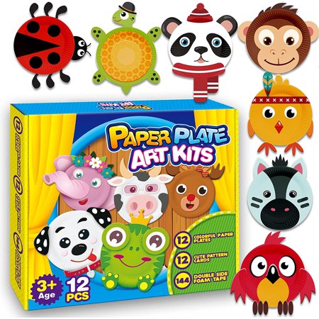 Arts and Crafts Kits for Kids 12 Pack Simple Animal Paper Plate Crafts for Toddler Age of 2 3 4 5 Years Old Fun Preschool Classroom Activity Project for Boy & Girl