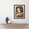 thumbnail image 2 of Tattoo Pin Up Girl Roses Rockabilly Americana 50s Art Print Framed Poster Wall Decor 12x16 inch, 2 of 5