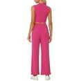 thumbnail image 3 of INSPIRE CHIC Sleeveless 2pc Outfit for Women's Crop Tank Top and Wide Leg Pants Casual Tracksuit Set Hot Pink L, 3 of 5