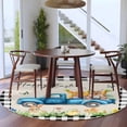 thumbnail image 3 of Black Plaid Easter Round Area Rug 6Ft Washable Circle Rugs for Bathroom Office, Truck Spring Floral Bunny Animals Rustic Non-Slip Carpet Floor Mats Indoor Outdoor Carpet Runner Aesthetic Home Decor, 3 of 8