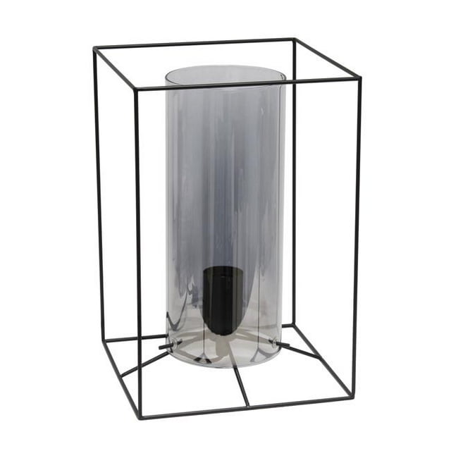 Elegant Designs Large Exposed Glass and Metal Table Lamp, Black/Smoke