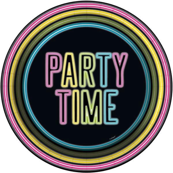 Unique Industries' Neon Rainbow Round 7" Plates, 8ct