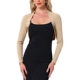 thumbnail image 1 of INSPIRAR CHIC Chaquetas Bolero para Mujeres de Manga Larga Abiertas de Frontal de Algodón Tejido Corto XL Caqui, 1 of 6