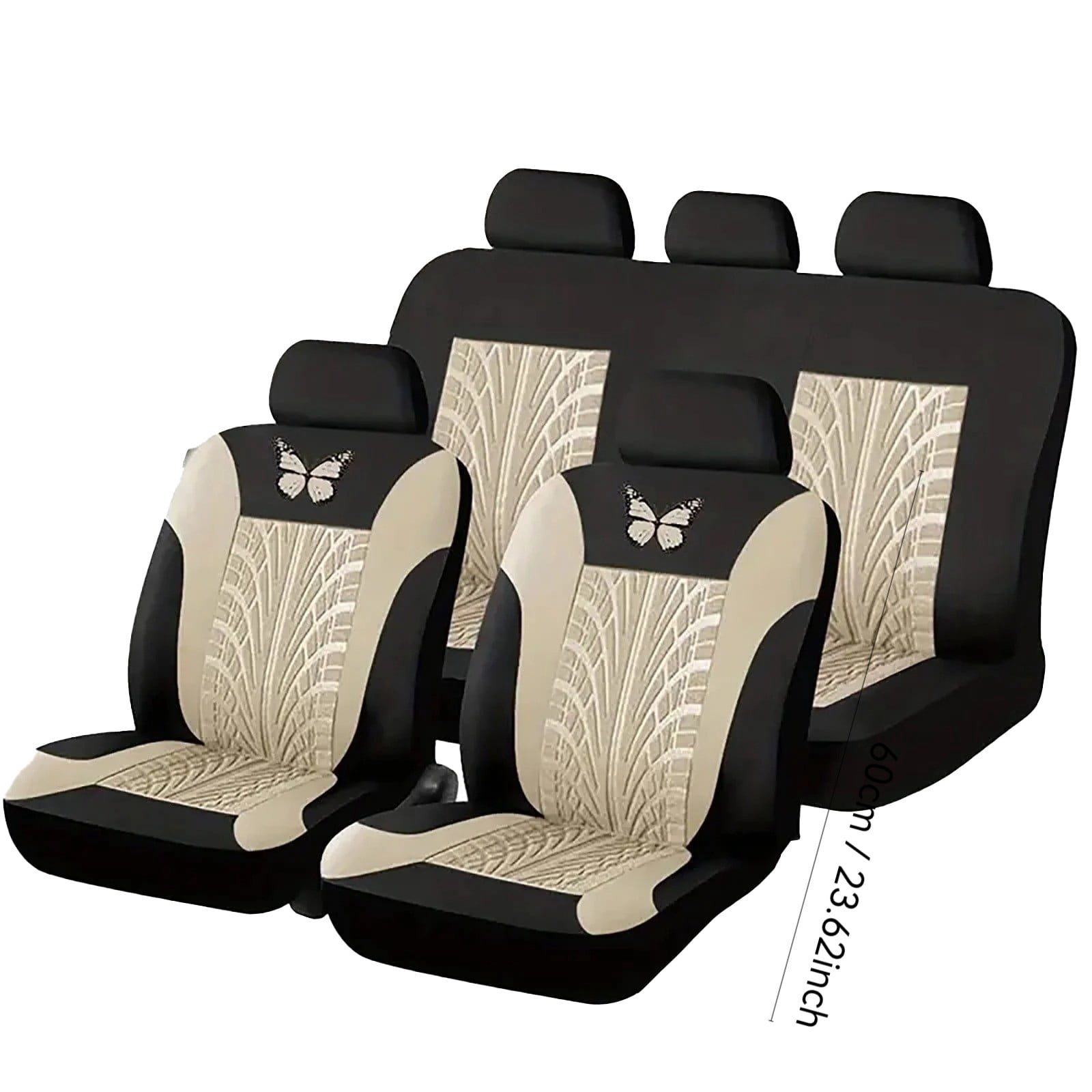 Universal Waterproof Car Seat Covers 9 Piece Set Fashion Embroidery Auto Protector Interior Accessories (5 Seat Covers + 4 Headrests)