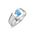thumbnail image 2 of RYLOS Men's Rings 14K White Gold Ring Classic Solitaire 7X5MM Oval Shape Gemstone Designer Band Turquoise December Birthstone Rings For Men Size 11, 2 of 5