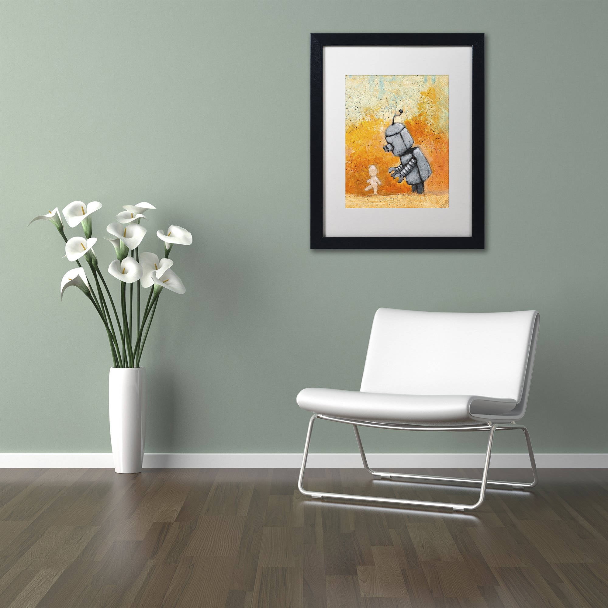 Trademark Fine Art 'Caretaker' Canvas Art by Craig Snodgrass, White Matte, Black Frame