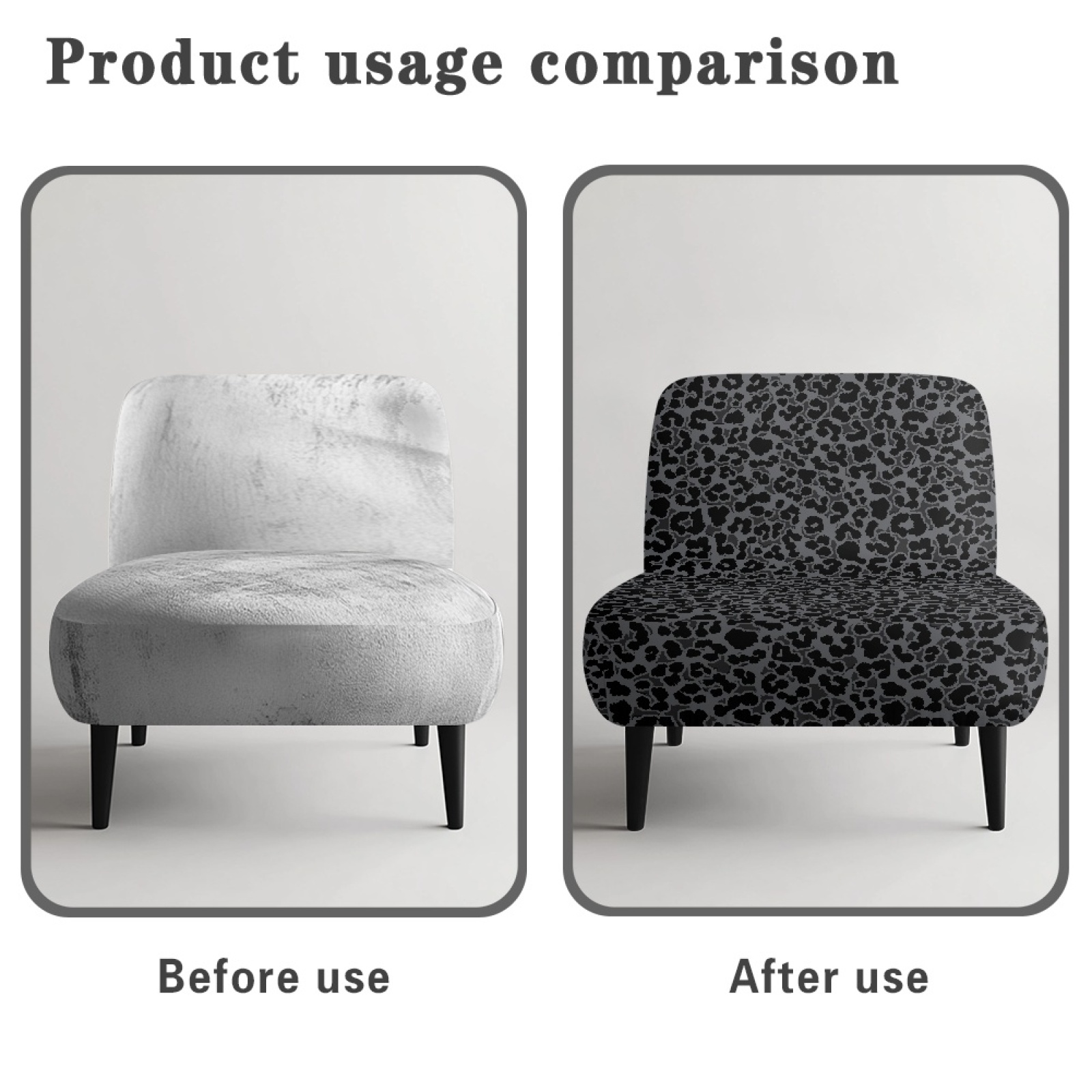 ZIATUBLES Armless Accent Chair Cover Stretch Soft Accent Chair Slipcover Non-Slip Spandex Couch Cover Machine Washable Chair Decor Protector Cover for Living Dining Room, Black Leopard Print