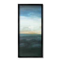 Stupell Industries Dark Abstract Sunrise Landscape Painting Black Framed Art Print Wall Art, 10 x 24