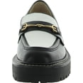 thumbnail image 2 of Sam Edelman Laurs Black/White Leather Rounded Toe Slip On Chunky Heel Loafers (Black/White Leather, 5.5), 2 of 3