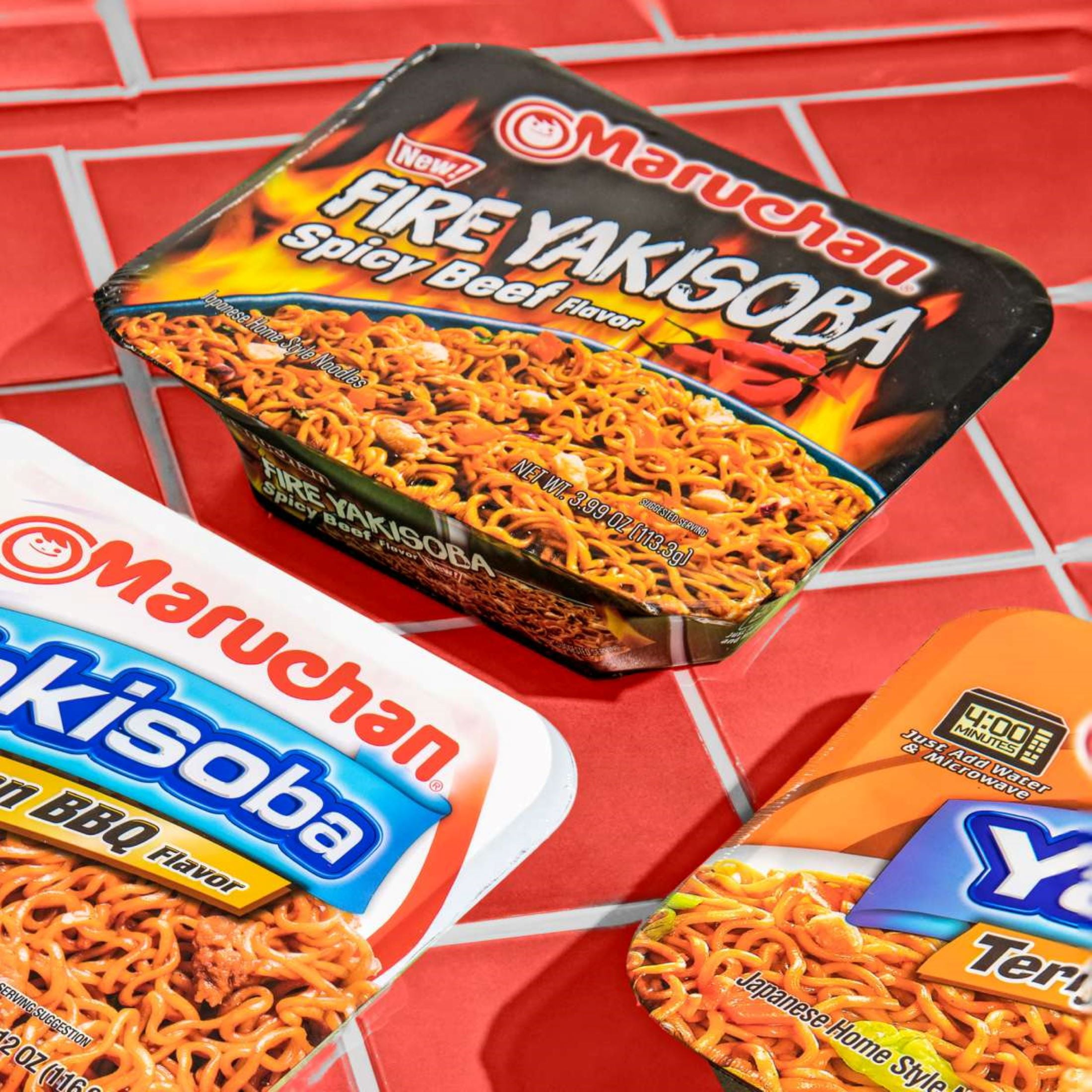(8 pack) Maruchan Yakisoba Fire Spicy Beef Flavor Noodles, Shelf Stable, 3.99 oz Package