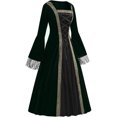 thumbnail image 4 of Womens Renaissance Dress Plus Size Retro Hooded Medieval Party Festival Outfit Trumpet Long Sleeve Maxi Dress (M, Green), 4 of 5