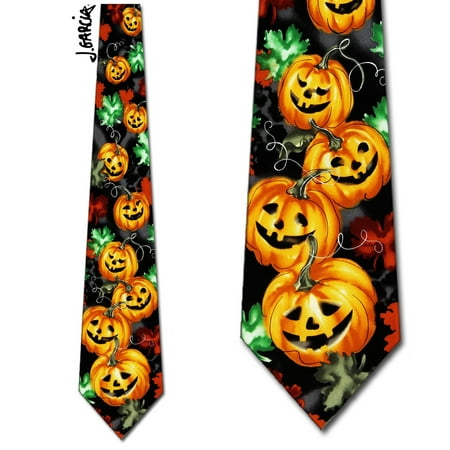 Butterfly Silk Tie - Butterfly Trap Pumpkins Necktie Mens Tie by Jerry