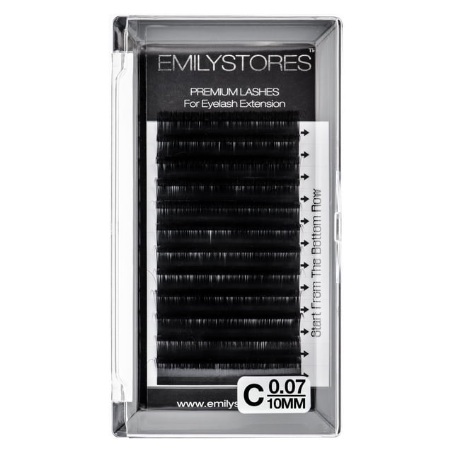 Extensiones de pestañas EMILYSTORES 0,07 mm de grosor C Longitud del rizo 10 mm Pestañas fáciles de abanico para extensiones de pestañas (0,07 C 10 mm)