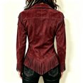 thumbnail image 4 of Suede Jacket for Women Lapel Collar Button Down Tassel Hem Vintage Jacket Fall Winter Causal Loose Coat, XL, 4 of 5