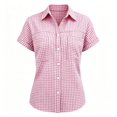 thumbnail image 5 of Iyufng Checkered Blouses for Women Short Sleeve Collared Button-Down Blouses Summer Casual Tops, 5 of 5