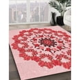 thumbnail image 3 of Ahgly Tapis Rond Lavable en Machine Intérieur Transitionnel Rose Profond, 6 Pieds Rond, 3 of 7