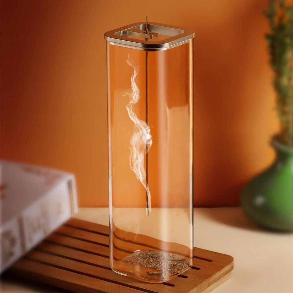 Elegant Incenses Stick Holder with Removable Glass Ashes Catcher Tray for Living Room and Bedrooms Home Relaxation