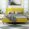 thumbnail image 3 of alazyhome Queen Size Upholstered Platform Bed Frame, Easy Assemble, Yellow, 3 of 7