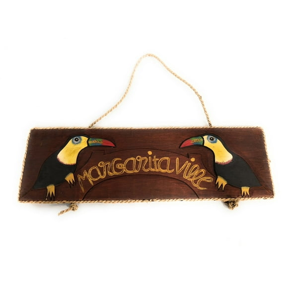 Margarita Ville Wall Hanging Sign 16" - Parrot Tropical Decor | #Dpt511740