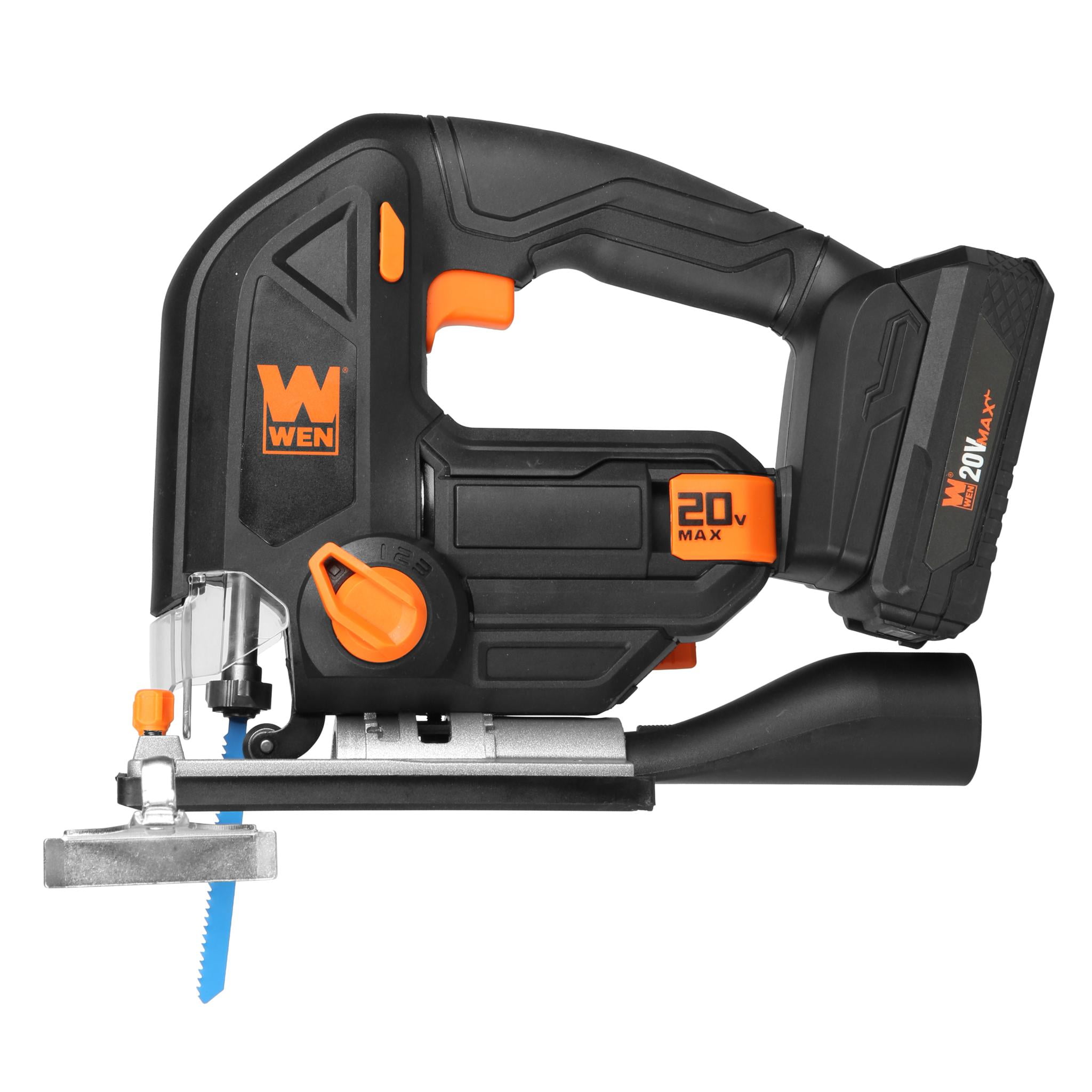 WEN 20V Max Cordless Jigsaw with 2.0 Ah Lithium Ion Battery and Charger