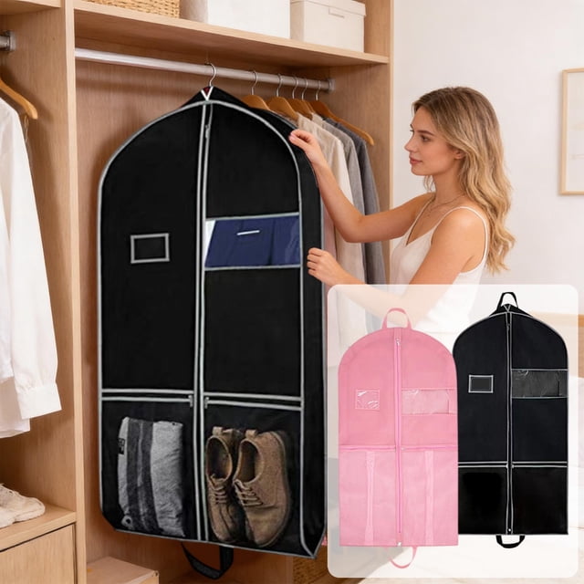 Travel Suit Bag with Mesh Pockets - Dust & Waterproof Garment Cover for Storage & Closet Organization