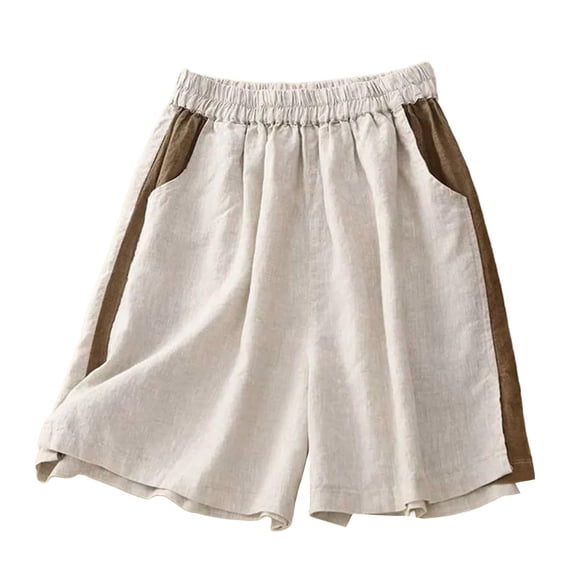 JJHGVB Linen Shorts for Women Below the Knee Wide Leg Shorts for Women Womens Linen Shorts Resort Wear for Women 2026 Beach Boho Casual Pants Long Shorts for Women Wide Leg Shorts for Women Beige L