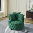 thumbnail image 2 of Comfy Home Fashionable Velvet Upholstered Accent Chair with Button Tufted Design, Movable Wheels and 3 Pillows for Living Room, Bedroom, Green, 2 of 7