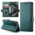 thumbnail image 2 of Compatible with iPhone 16 Pro Wallet Case, Classic PU Leather Flip Folio Case with Card Holders Kickstand [Shockproof TPU Inner Shell] Phone Cover for iPhone 16 Pro, Darkgreen, 2 of 7