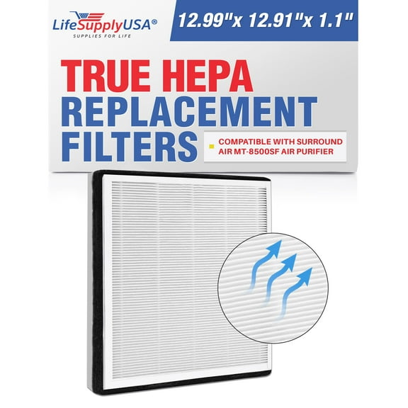 LifeSupplyUSA 3-in-1 True HEPA Filter Replacement Compatible with Surround Air MT-8500SF Air Purifier