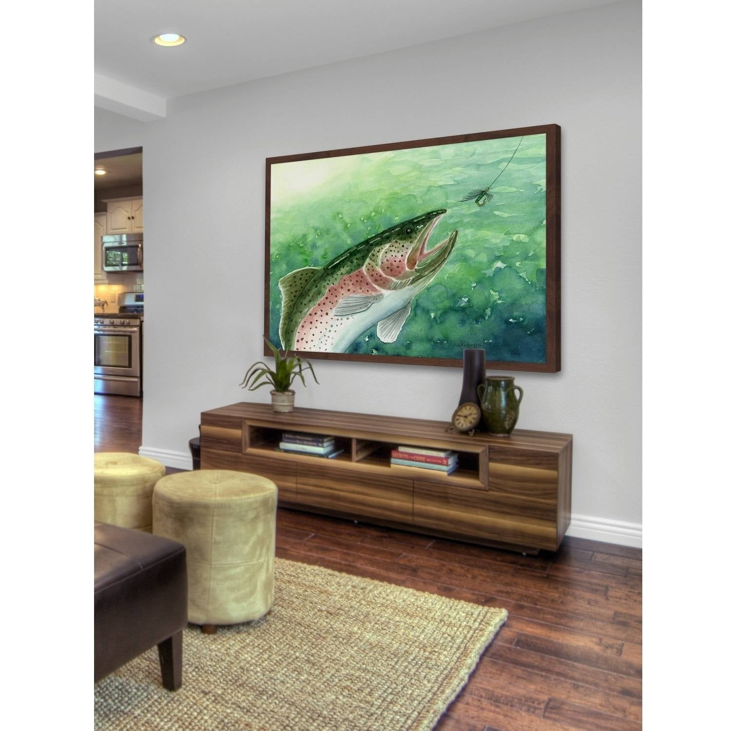 "Catching Trout" Framed Painting Print