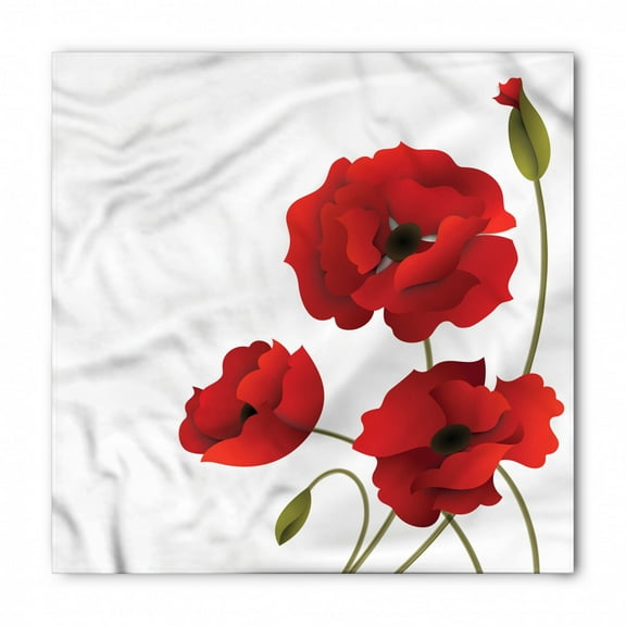 Floral Bandana, Poppy Flowers Pastoral Art, Unisex Head and Neck Tie, by Ambesonne