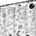 thumbnail image 3 of White Black Cat Planet Star Moon Pattern Shower Curtain 72"x84" ,Bathroom Decorative Shower Curtains Set with 12 Hooks,Modern Waterproof Washable Shower Curtain, 3 of 6