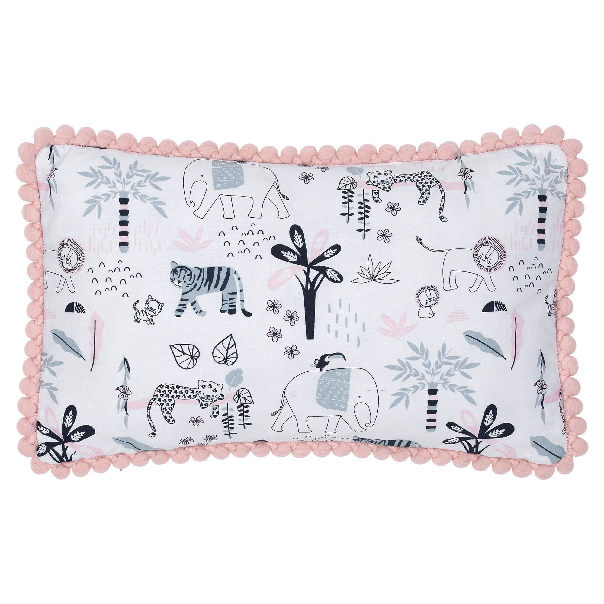 Lambs & Ivy Happy Jungle Pink/White Safari Nursery 5-Piece Crib Bedding Set