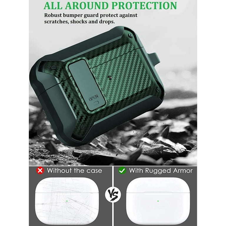 AirPods Pro Case, Newest Luxury Full-Body Hard Shell Protective Cover  AirPods Pro Case with Keychain for AirPods Pro Earphones Charging Case,  Front LED Visible-Pine Green : Electronics