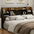 thumbnail image 4 of Someet King Headboard with Storage, Bookcase Headboards with 2 USB & 2 Type-C Port & Power Outlets & LED Light, Durable and Sturdy, Black, 4 of 11
