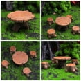 thumbnail image 3 of FRCOLOR Tree Stump Table Fairy Garden Decoration Tree Stump Table and Chairs in Resin Brown Color for Home Use 1 Set,2.2"X2.2"X1.38", 3 of 4