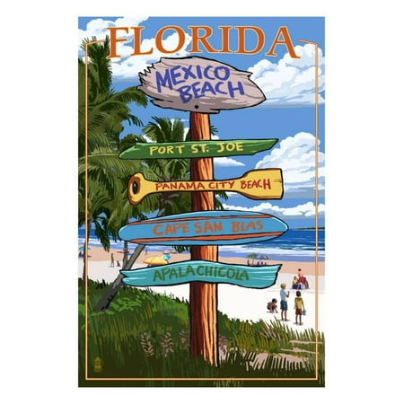 Mexico Beach, Florida - Sign Destinations Print Wall Art By Lantern