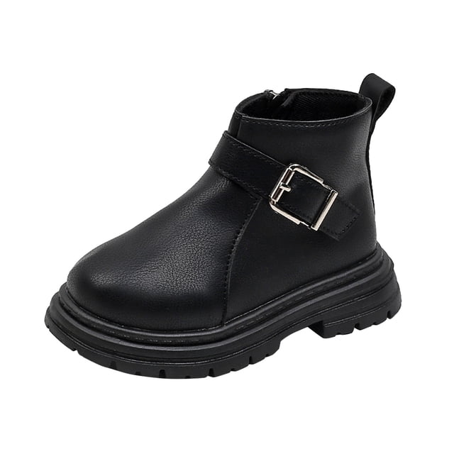 Zecgelong Bottes pour Filles, Bottes de Mode pour Enfants Bottes de Mode pour Filles Style Anglais Bottes Simples Fermeture Éclair Latérale Bottines à Boucle pour Garçons